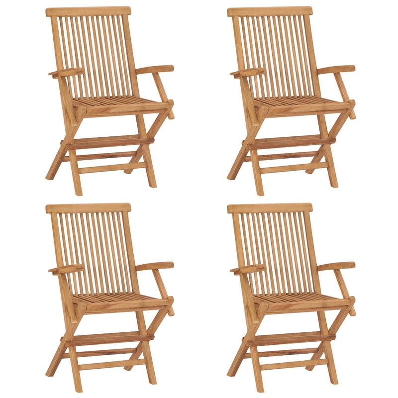 Patio Chairs with Anthracite Cushions 4 pcs Solid Teak Wood