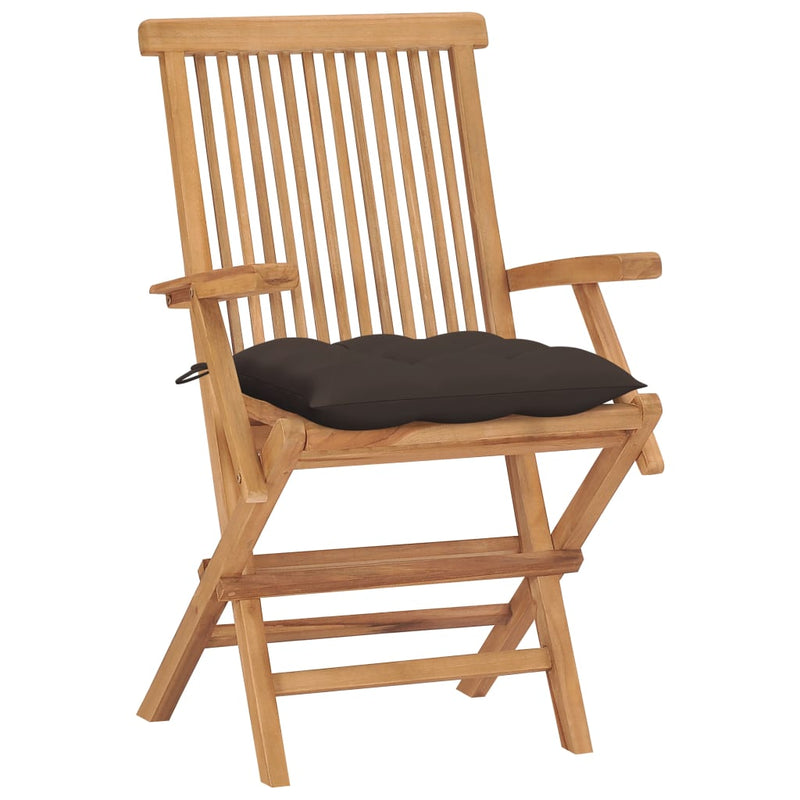 Patio Chairs with Taupe Cushions 4 pcs Solid Teak Wood