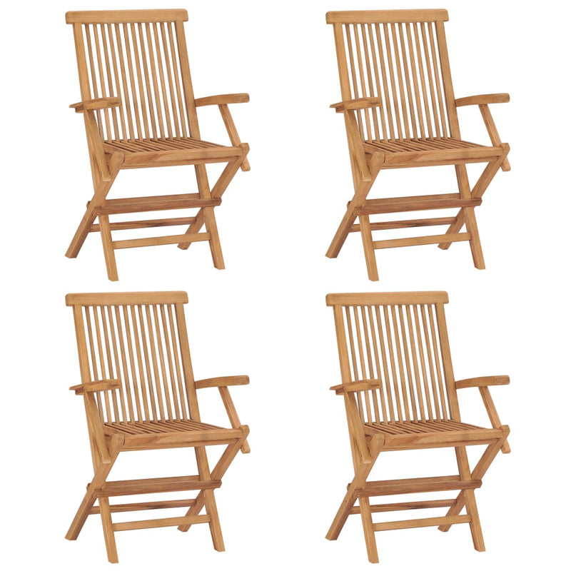 Patio Chairs with Blue Cushions 4 pcs Solid Teak Wood