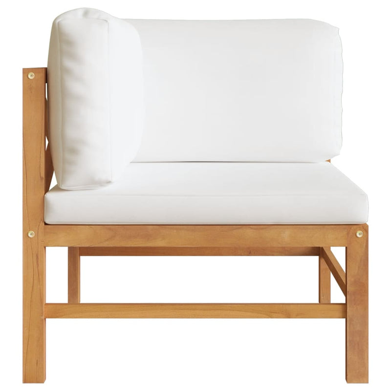 Corner Sofa with Cream Cushions Solid Teak Wood