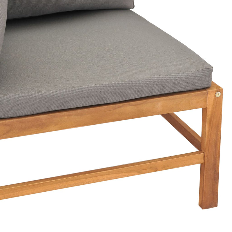 Corner Sofa with Dark Gray Cushions Solid Teak Wood