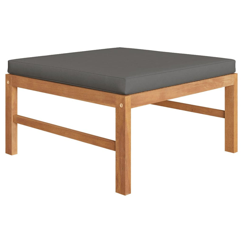 Footrest with Dark Gray Cushion Solid Teak Wood
