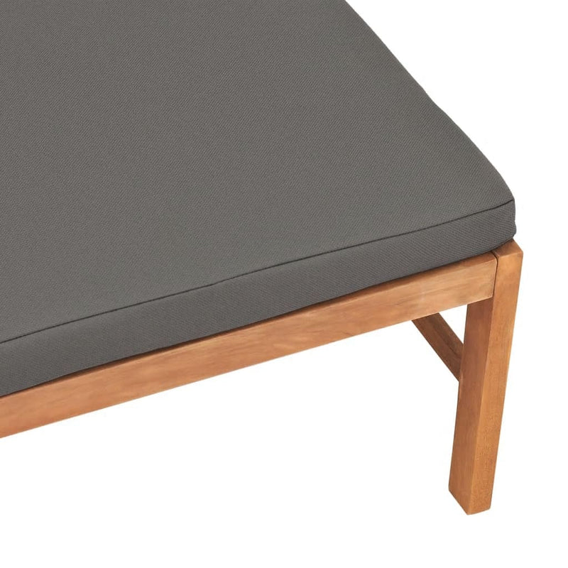 Footrest with Dark Gray Cushion Solid Teak Wood