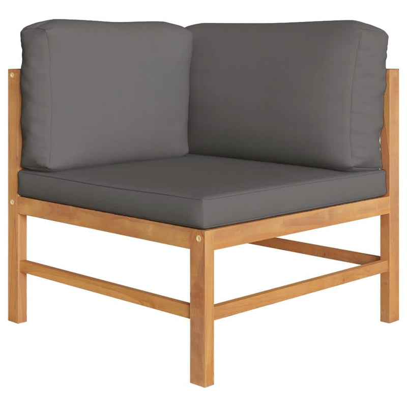 Corner Sofas 2 pcs with Dark Gray Cushions Solid Teak Wood