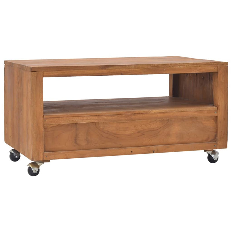 TV Cabinet with Wheels 31.5"x19.7"x16.5" Solid Teak Wood