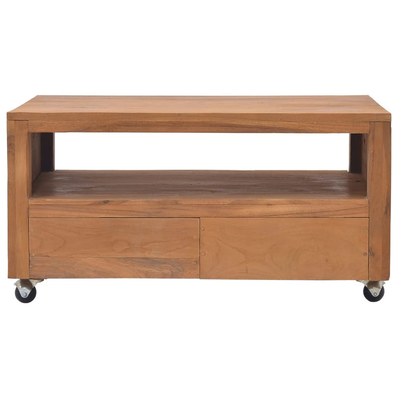 TV Cabinet with Wheels 31.5"x19.7"x16.5" Solid Teak Wood
