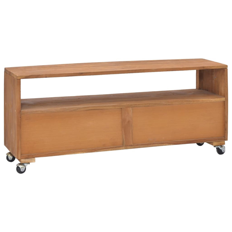 TV Cabinet with Wheels 43.3"x11.8"x15.7" Solid Teak Wood