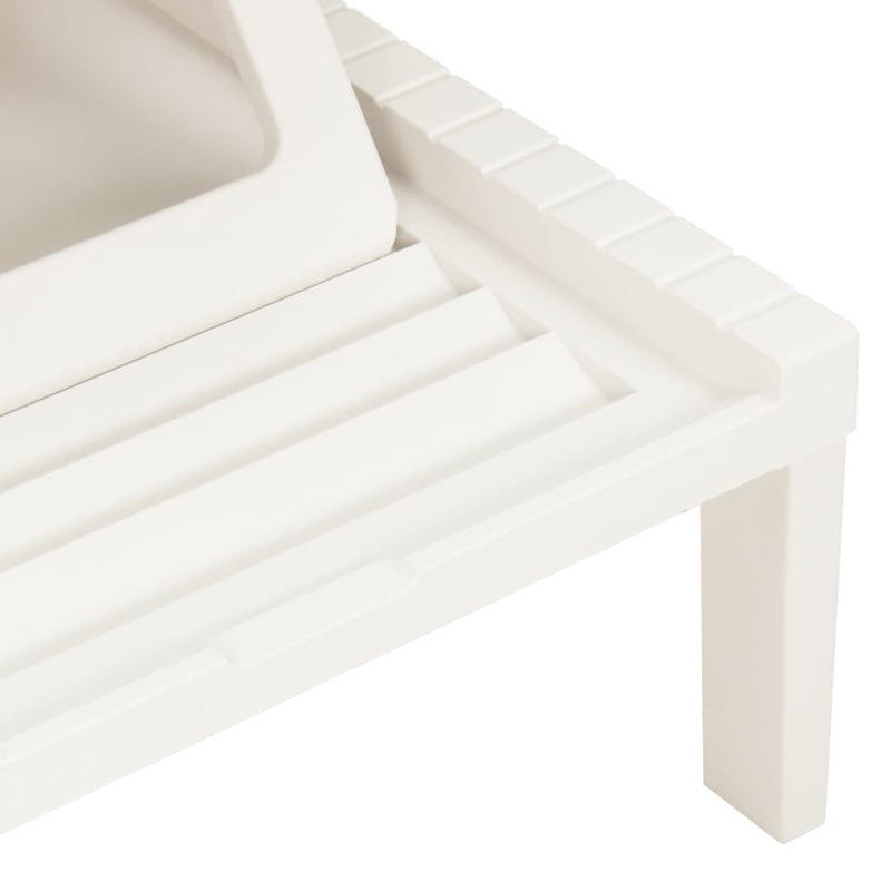 Sun Lounger with Cushion Plastic White