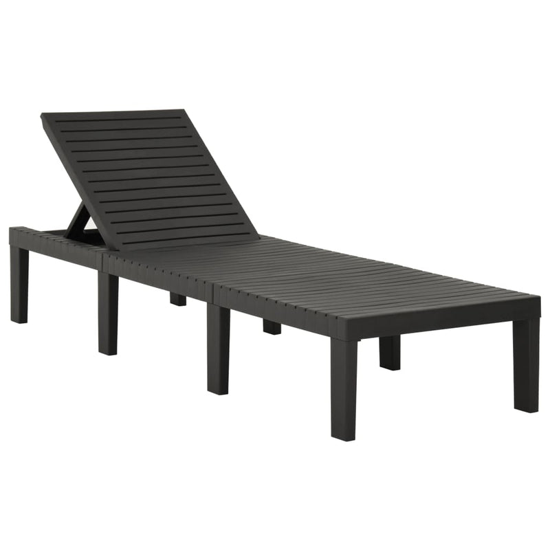 Sun Lounger with Cushion Plastic Anthracite