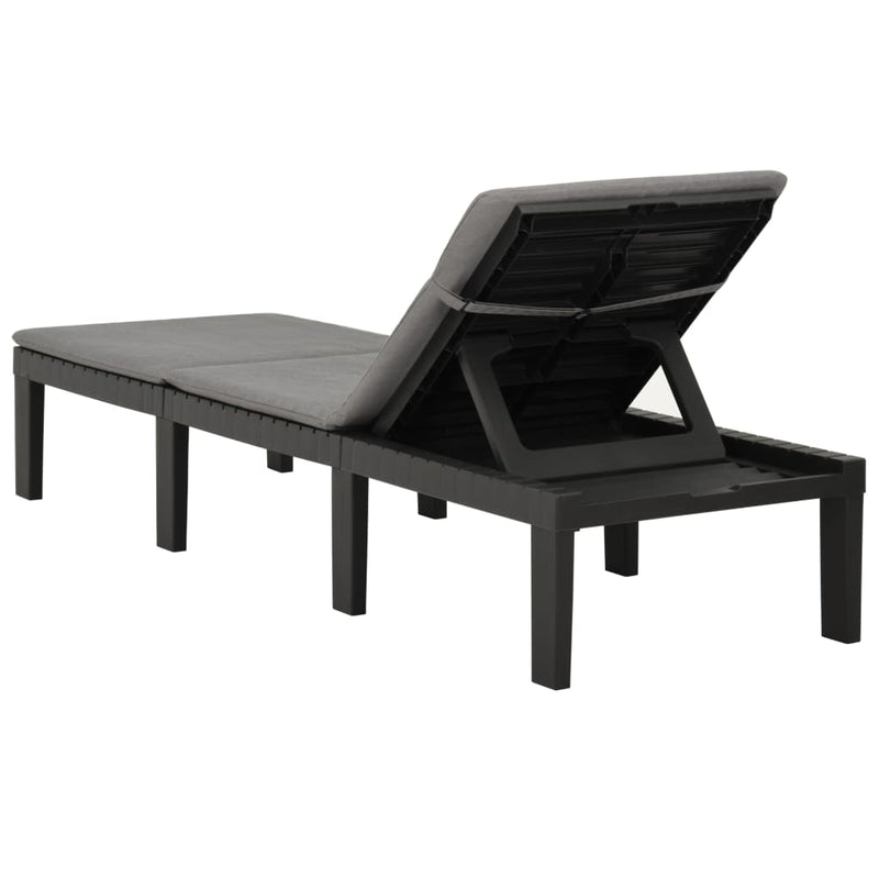 Sun Lounger with Cushion Plastic Anthracite