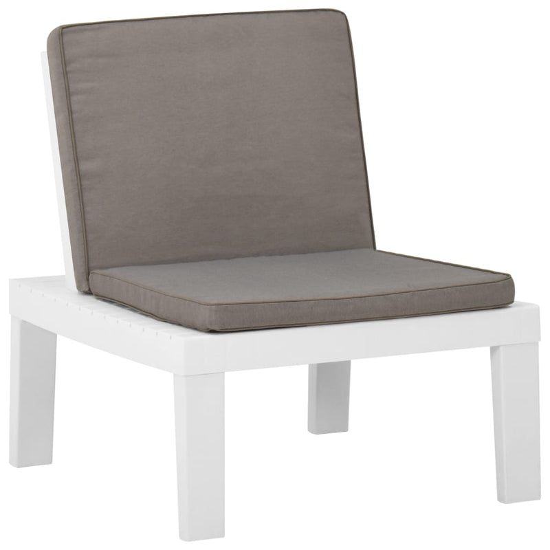 Patio Lounge Chair with Cushion Plastic White