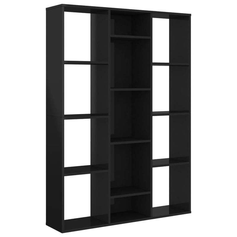 Room Divider/Book Cabinet High Gloss Black 39.4"x9.4"x55.1" Chipboard