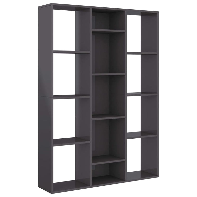 Room Divider/Book Cabinet High Gloss Gray 39.4"x9.4"x55.1" Chipboard