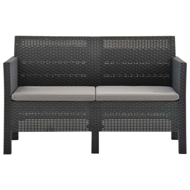 2-Seater Patio Sofa with Cushions Anthracite PP