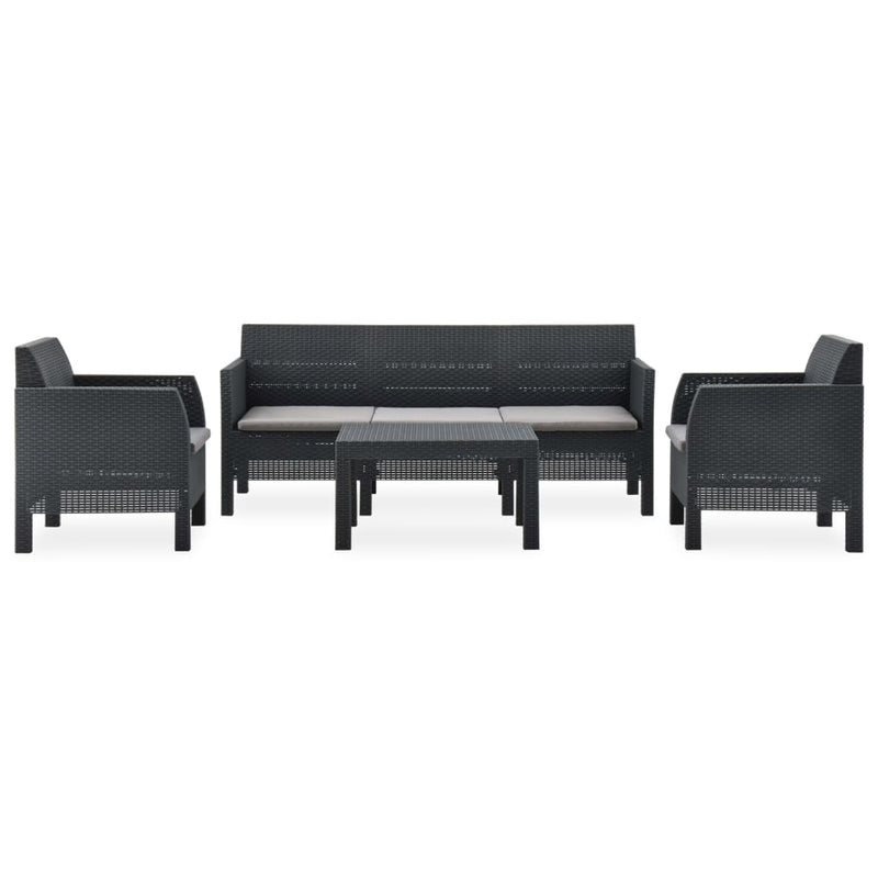 4 Piece Patio Lounge Set with Cushions PP Anthracite