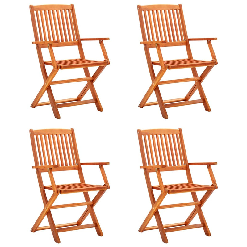 Folding Patio Chairs 4 pcs Solid Eucalyptus Wood