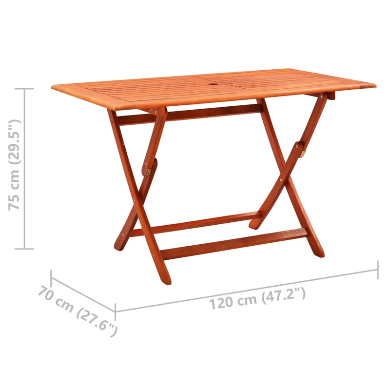 Folding Patio Table 47.2"x27.6"x29.5" Solid Eucalyptus Wood
