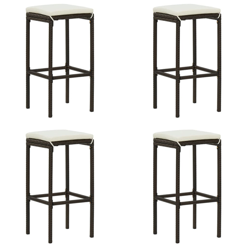 5 Piece Patio Bar Set with Cushions Brown
