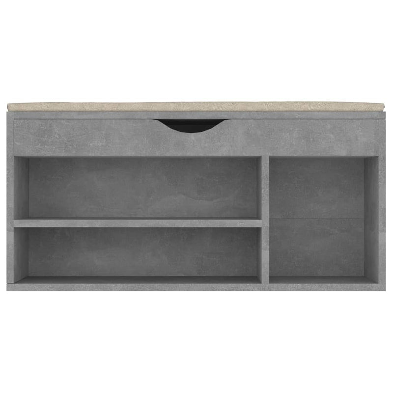 Shoe Bench with Cushion Concrete Gray 40.9"x11.8"x19.3" Chipboard