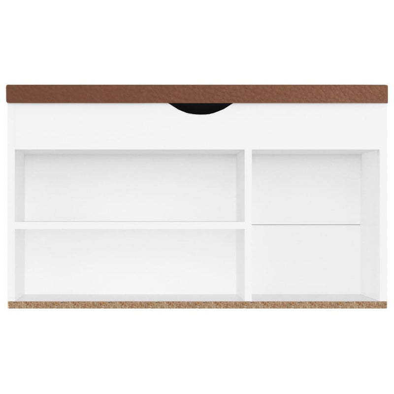 Shoe Bench with Cushion White 31.5"x11.8"x18.5" Chipboard