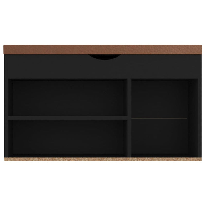 Shoe Bench with Cushion Black 31.5"x11.8"x18.5" Chipboard