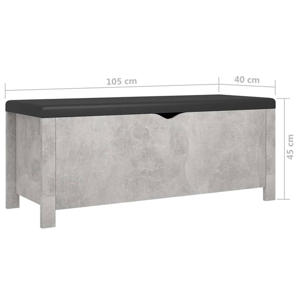 Storage Box with Cushion Concrete Gray 41.3"x15.7"x17.7" Chipboard