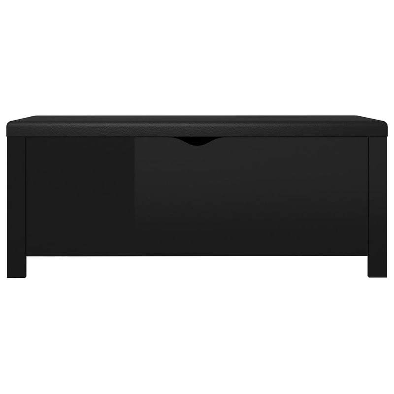Storage Box with Cushion High Gloss Black 41.3"x15.7"x17.7" Chipboard