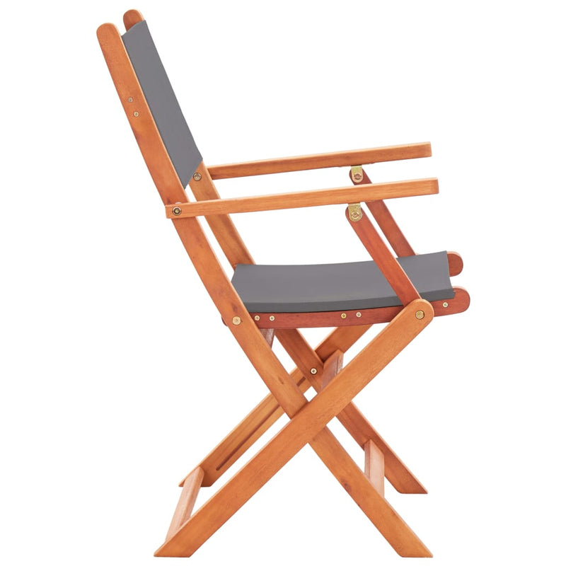 Folding Patio Chairs 2 pcs Solid Eucalyptus Wood&Textilene