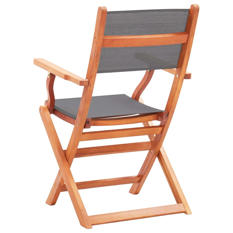 Folding Patio Chairs 2 pcs Solid Eucalyptus Wood&Textilene