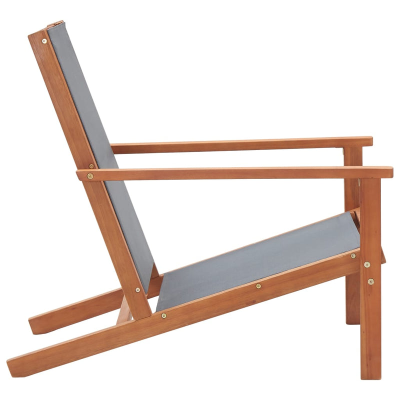 Patio Lounge Chair Gray Solid Eucalyptus Wood and Textilene