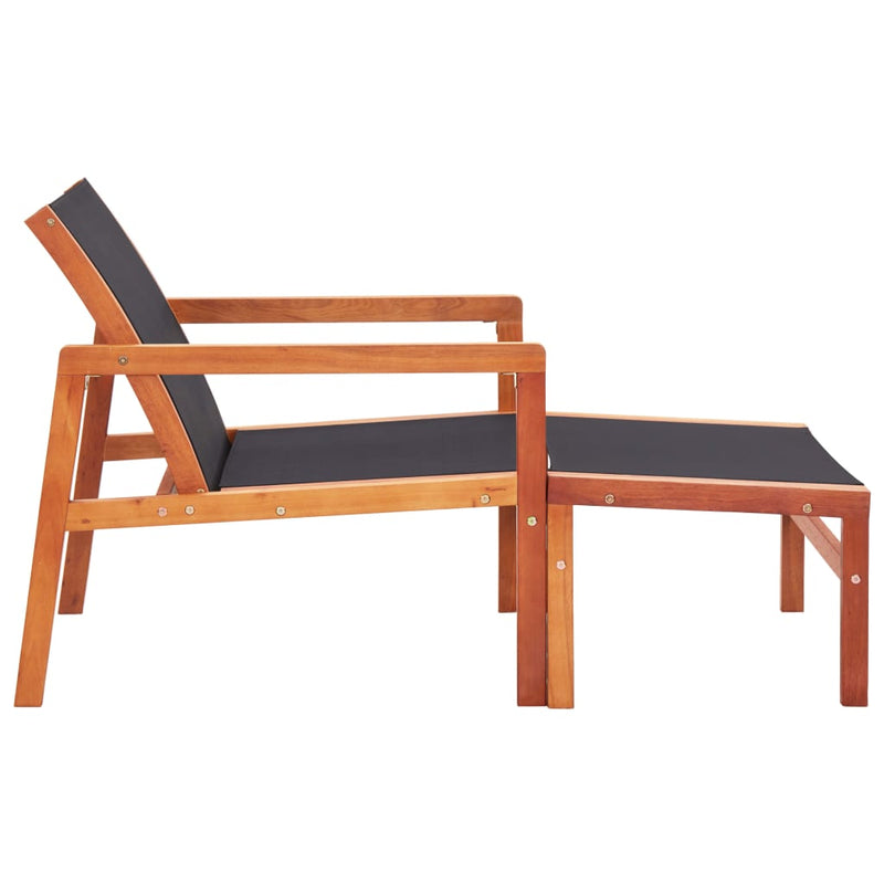 Patio Chair with Footrest Solid Eucalyptus Wood and Textilene