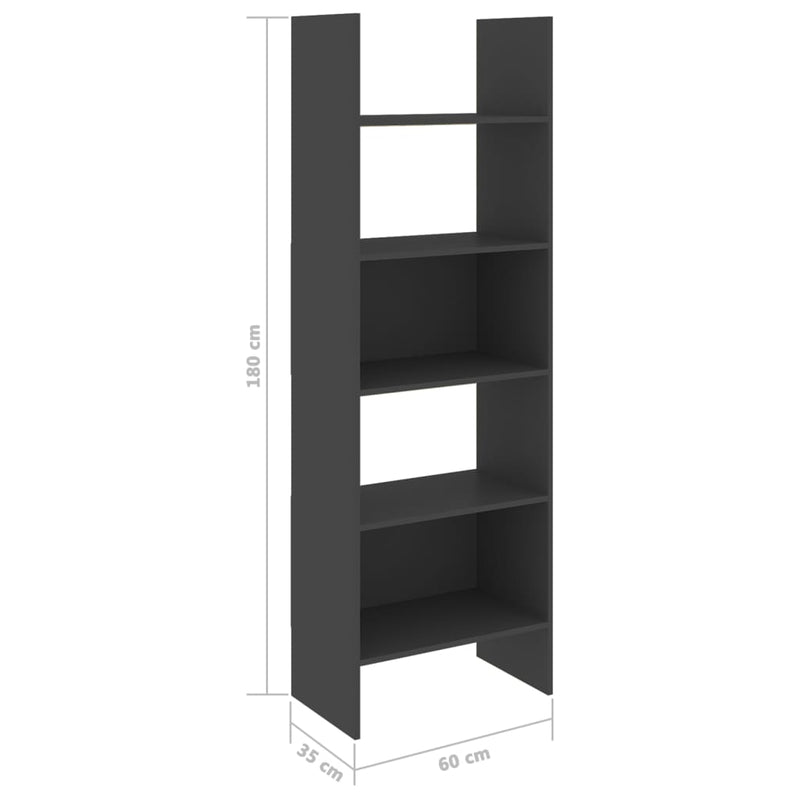 Book Cabinet Gray 23.6"x13.8"x70.9" Chipboard