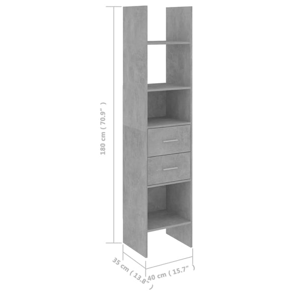 Book Cabinet Concrete Gray 15.7"x13.8"x70.9" Chipboard