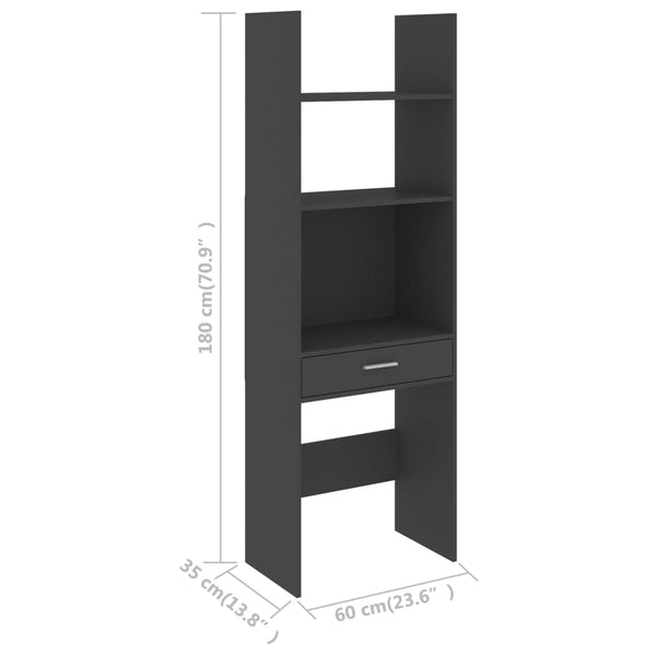 Book Cabinet Gray 23.6"x13.8"x70.9" Chipboard