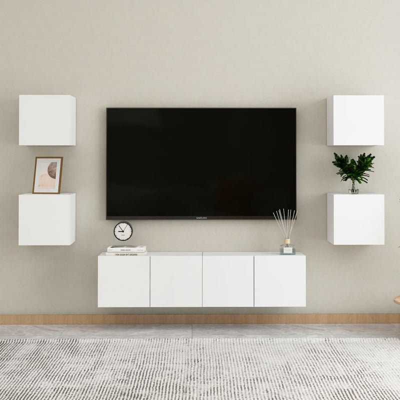 Wall Mounted TV Cabinets 4 pcs White 12"x11.8"x11.8"