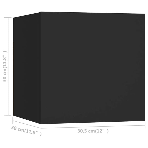Wall Mounted TV Cabinets 4 pcs Black 12"x11.8"x11.8"
