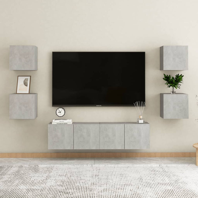 Wall Mounted TV Cabinets 2 pcs Concrete Gray 12"x11.8"x11.8"