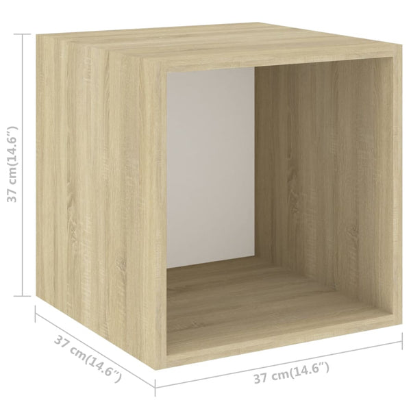 Wall Cabinets 4 pcs White and Sonoma Oak 14.6"x14.6"x14.6" Chipboard