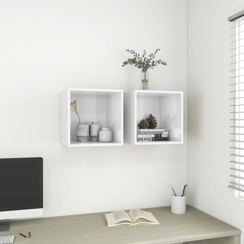 Wall Cabinet High Gloss White 14.6"x14.6"x14.6" Chipboard