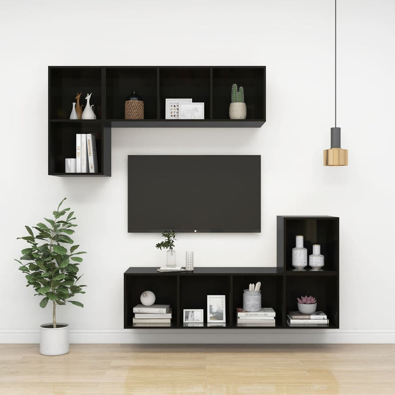 Wall Cabinet High Gloss Black 14.6"x14.6"x14.6" Chipboard