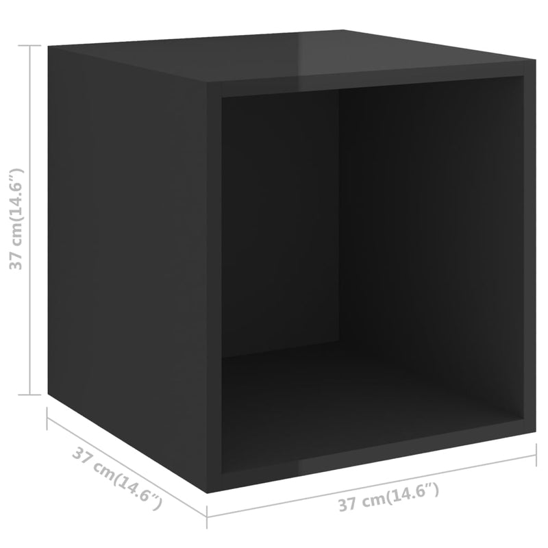 Wall Cabinet High Gloss Black 14.6"x14.6"x14.6" Chipboard