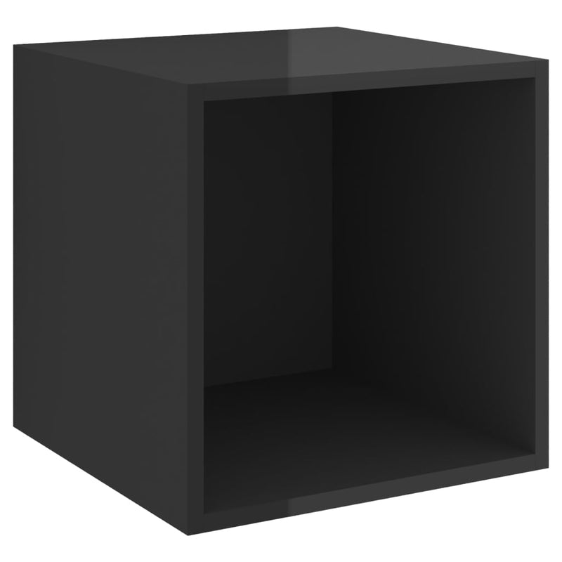 Wall Cabinets 2 pcs High Gloss Black 14.6"x14.6"x14.6" Chipboard