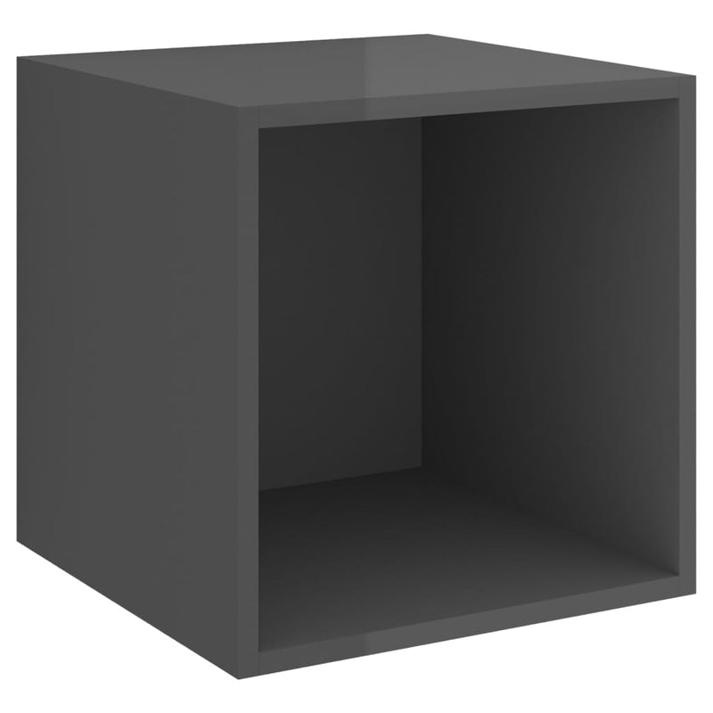 Wall Cabinets 4 pcs High Gloss Gray 14.6"x14.6"x14.6" Chipboard