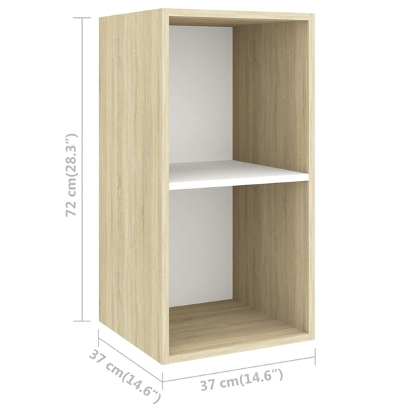 Wall-mounted TV Cabinet Sonoma Oak and White 14.6"x14.6"x28.3" Chipboard