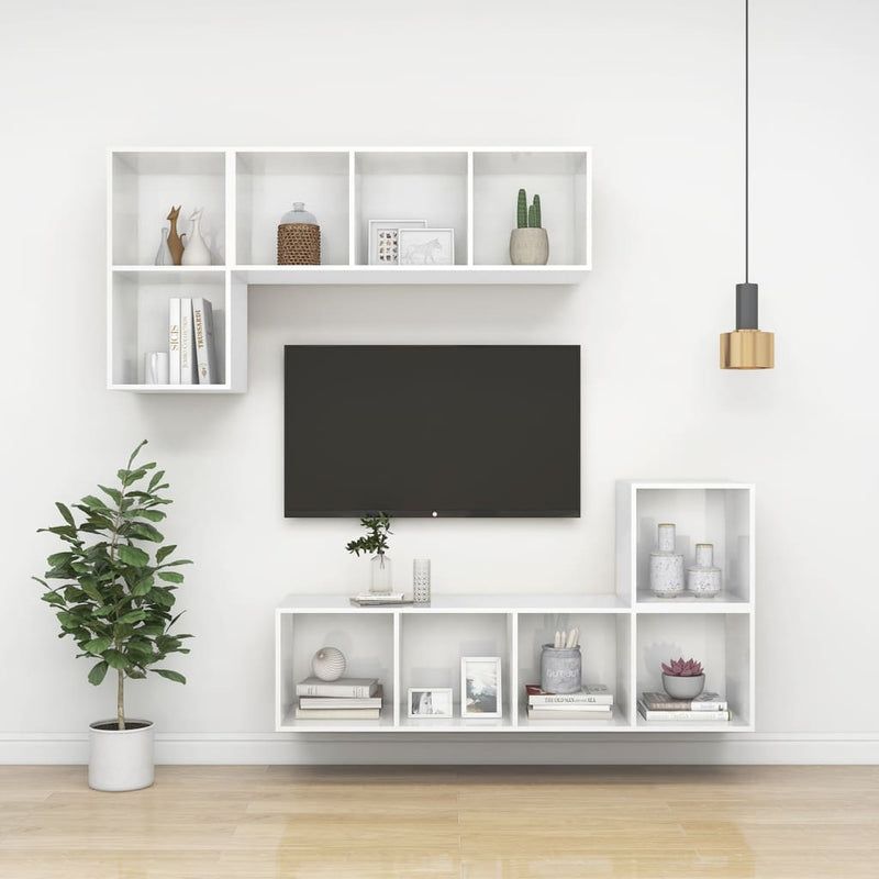 Wall-mounted TV Cabinet High Gloss White 14.6"x14.6"x28.3" Chipboard