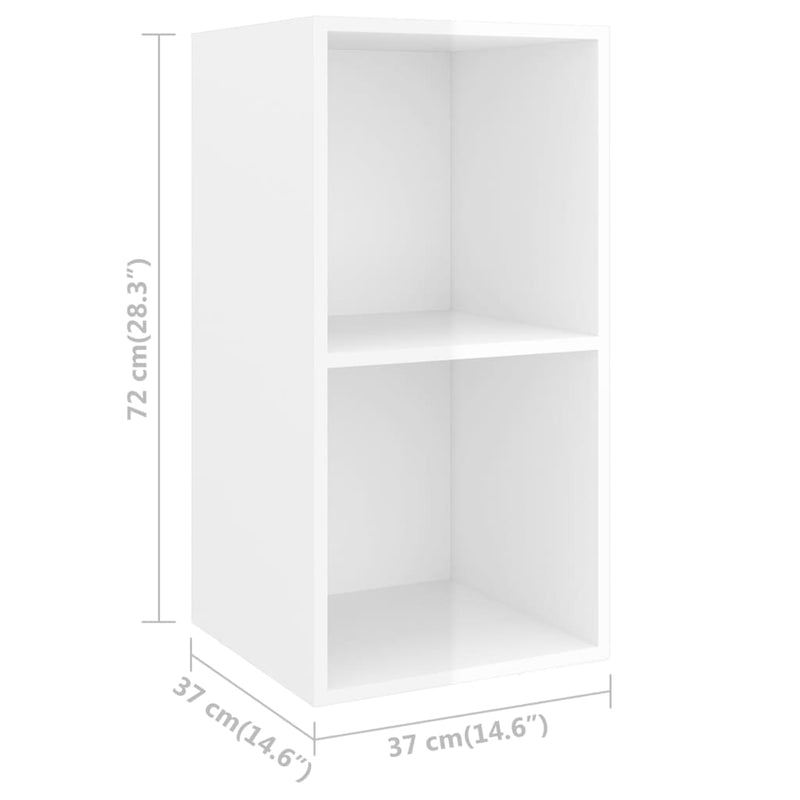Wall-mounted TV Cabinet High Gloss White 14.6"x14.6"x28.3" Chipboard