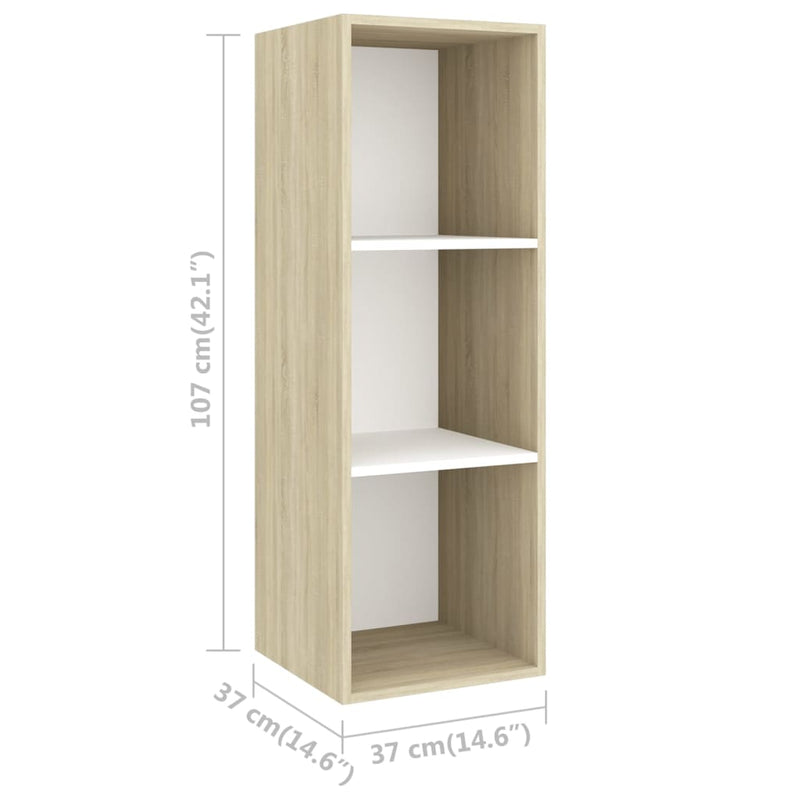Wall-mounted TV Cabinet Sonoma Oak and White 14.6"x14.6"x42.1" Chipboard
