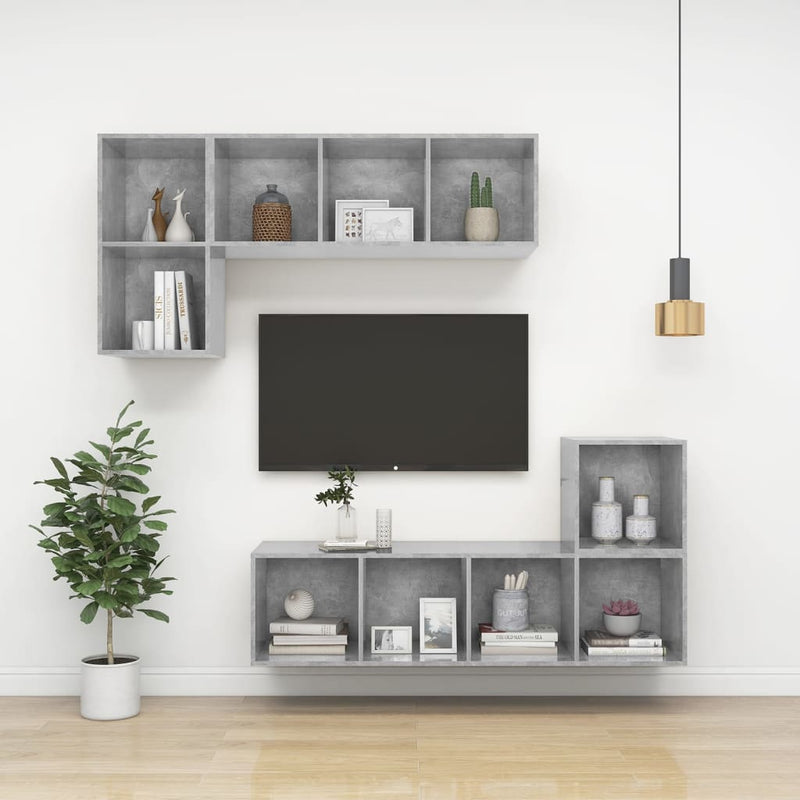 Wall-mounted TV Cabinet Concrete Gray 14.6"x14.6"x56.1" Chipboard