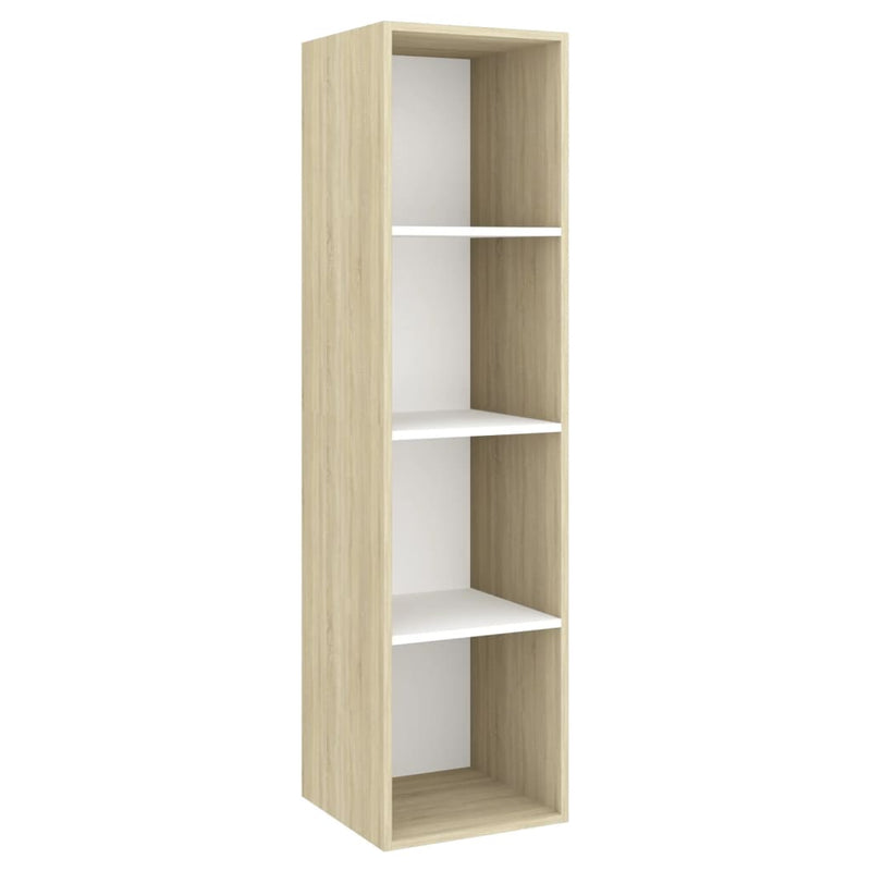 Wall-mounted TV Cabinet Sonoma Oak and White 14.6"x14.6"x56.1" Chipboard