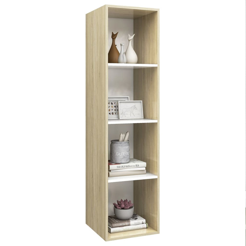 Wall-mounted TV Cabinet Sonoma Oak and White 14.6"x14.6"x56.1" Chipboard